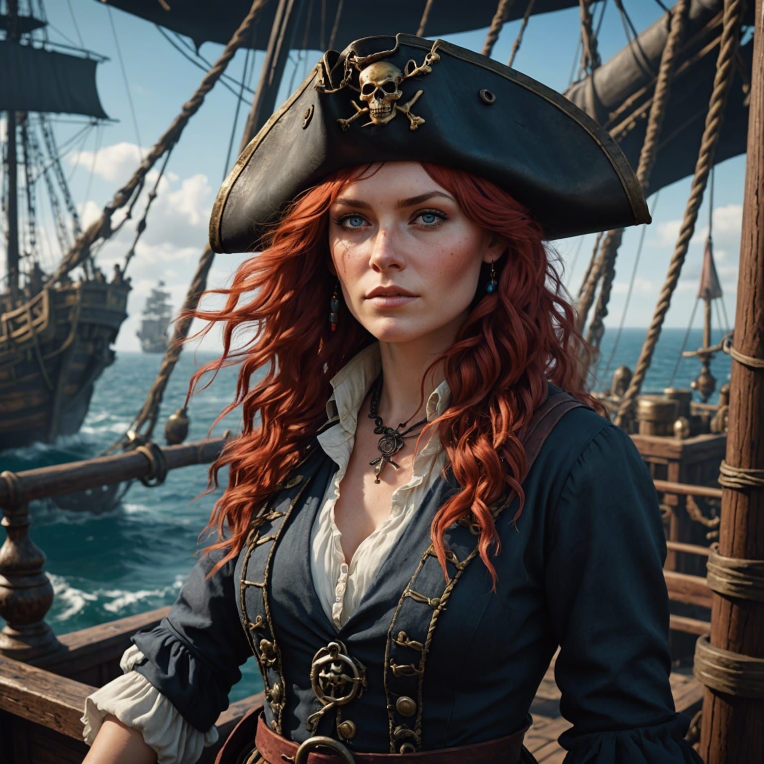Young Red-Haired Pirate in Crow's Nest