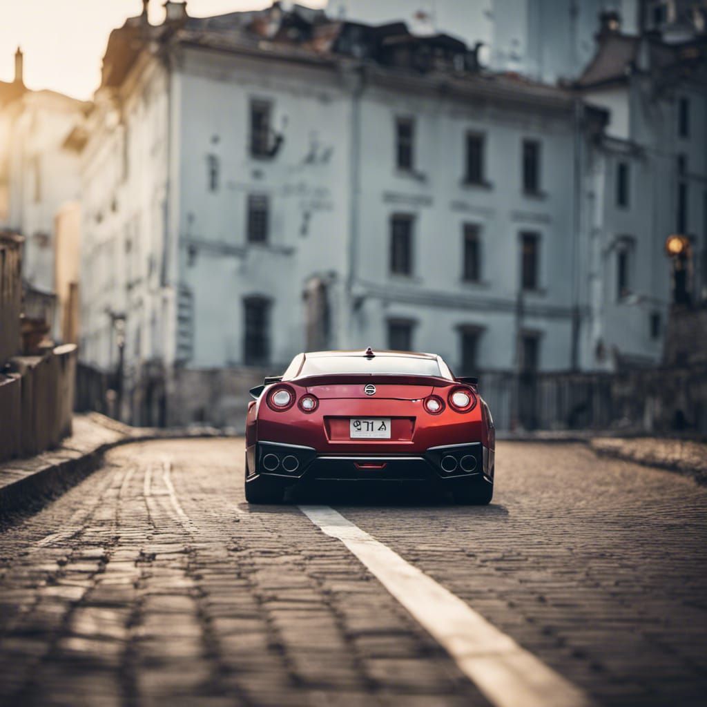 Nissan GT-R Races Through Old City: Professional Photo