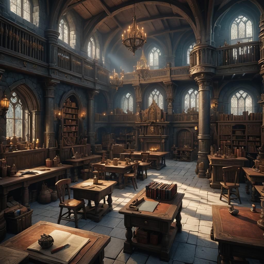 Fantasy School Room for Wizards: Detailed Matte Painting