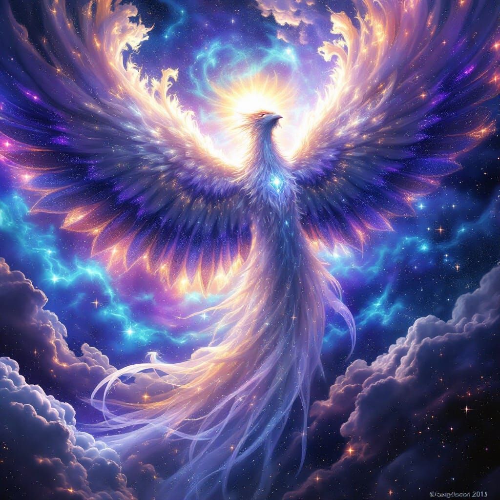 Majestic Cosmic Phoenix Unleashes Creative Energy