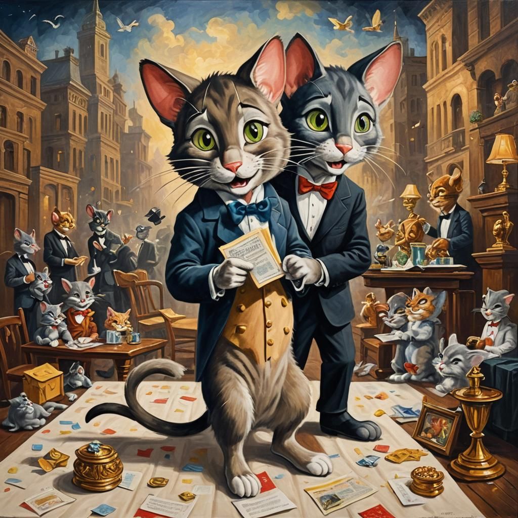 Tom and Jerry at the Oscars: Neoism Linen Canvas