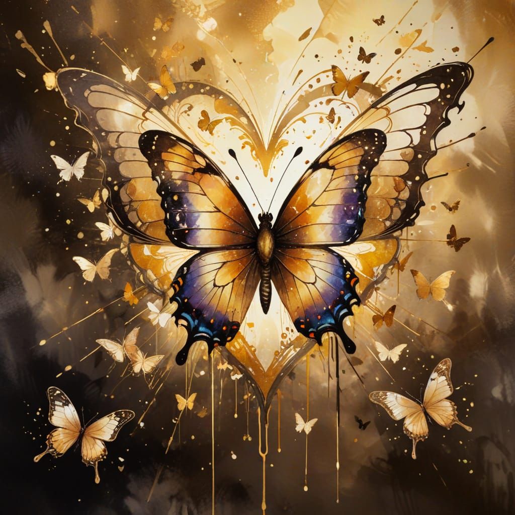 Butterflies with Iridescent Wings in Watercolor