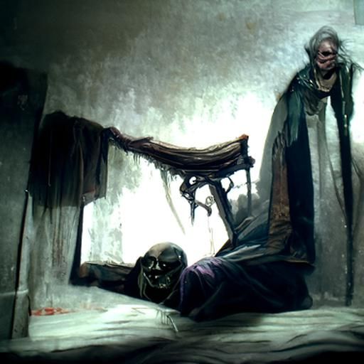 Sinister Old Hag at Bedside, Digital Painting