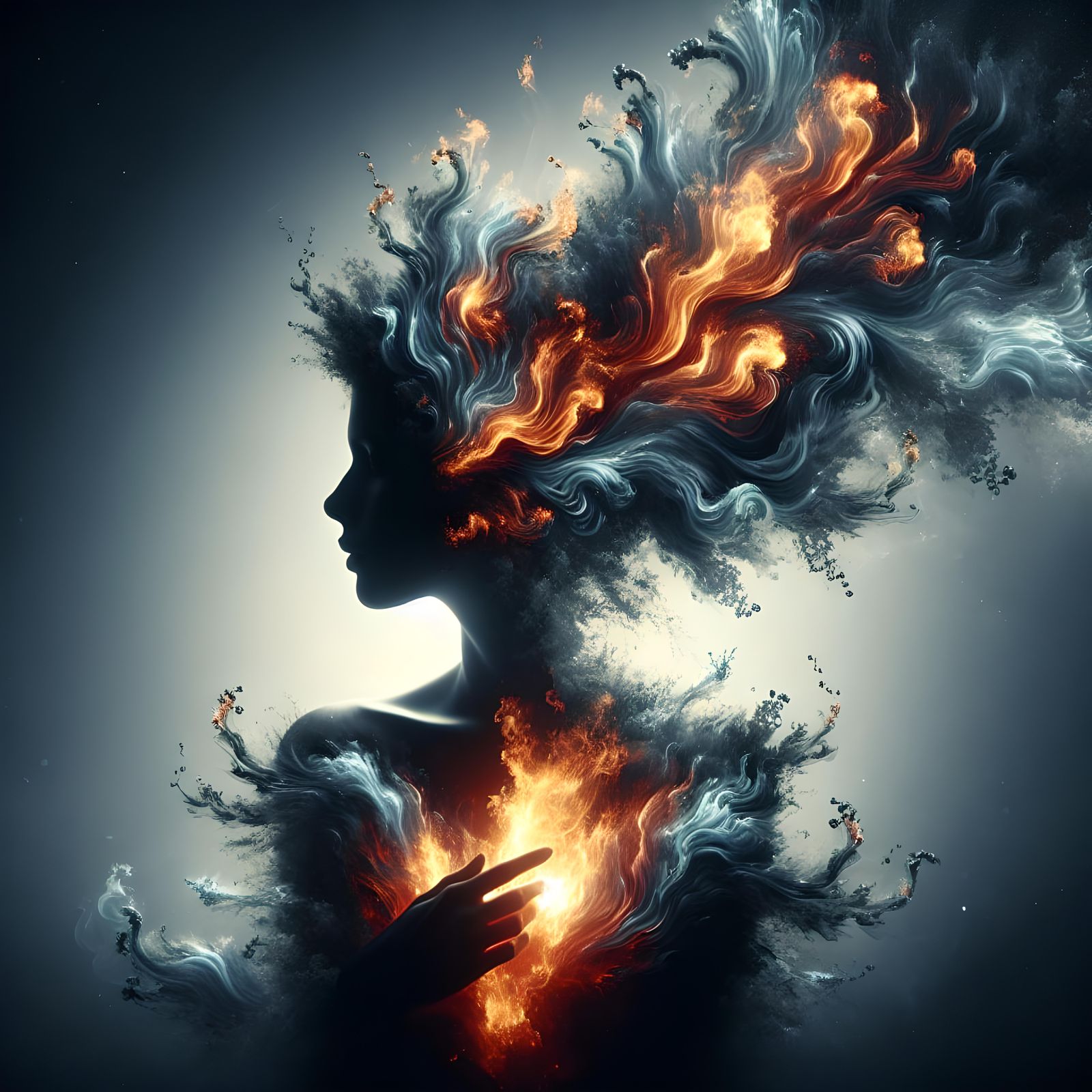 Harmonious Flames: A Double Exposure Portrait