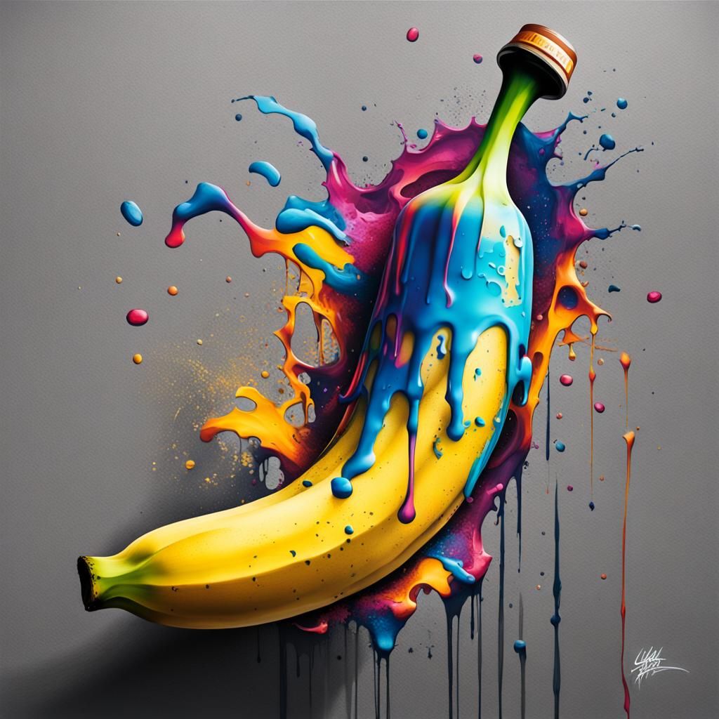 Banana Graffiti Art in Splash Art Style