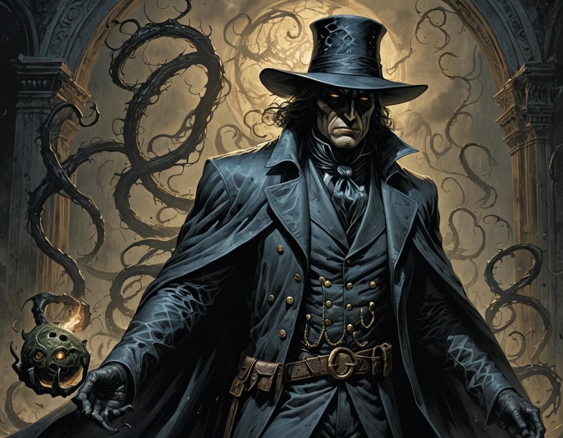 Lovecraftian Phantom Stranger in Doré Style