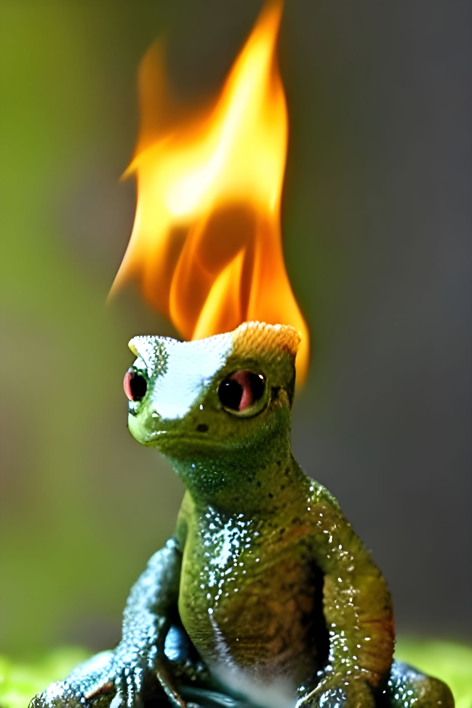 Baby Magical Salamander in Fire Flames