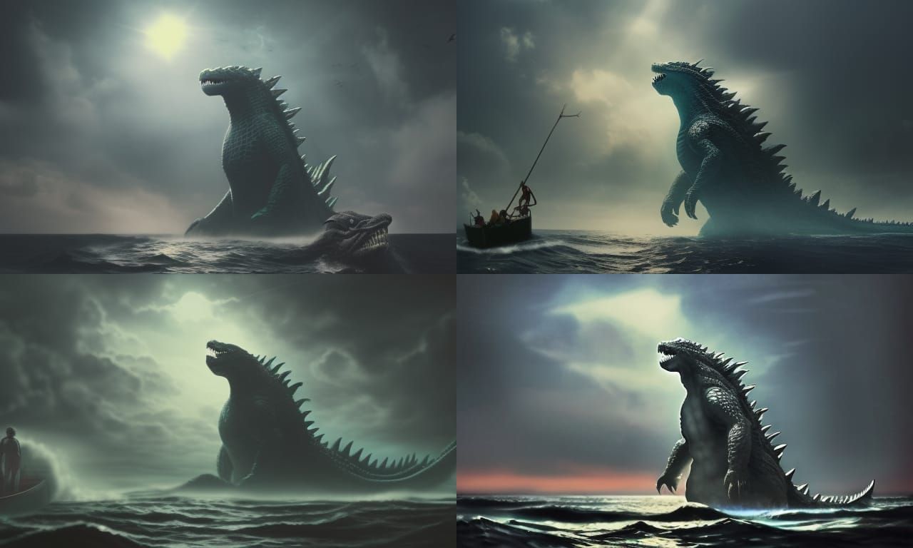 Giant Sea Serpent Emerges from Misty Depths