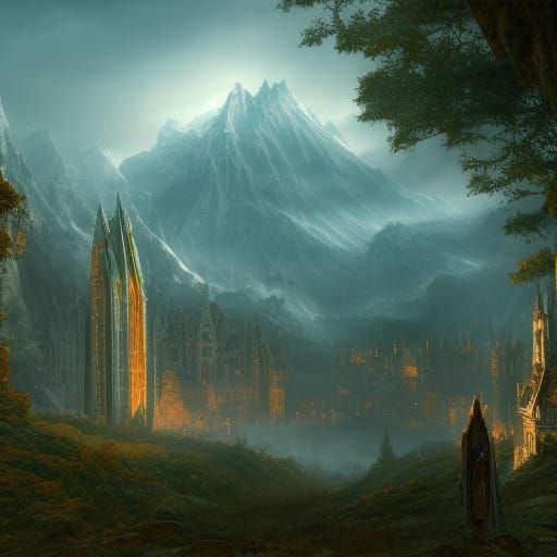 Detailed Matte Painting from Lord of the Rings