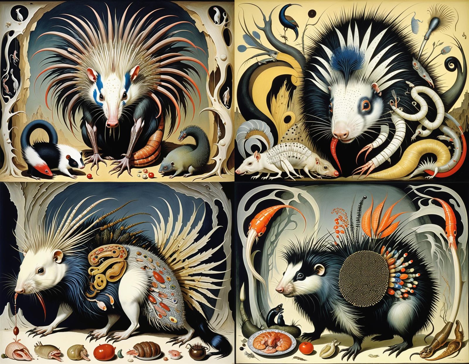 Surrealist Hybrid Creature with Exposed Innards in Cyberpunk...