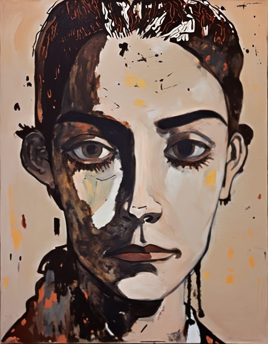 Brooding Female Portrait in Expressionist Style