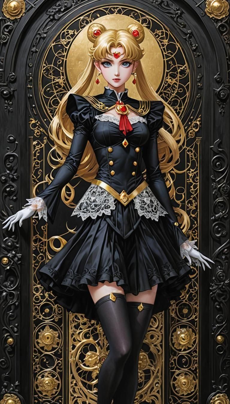 Sailor Moon in Gothic Japanese Manga Style