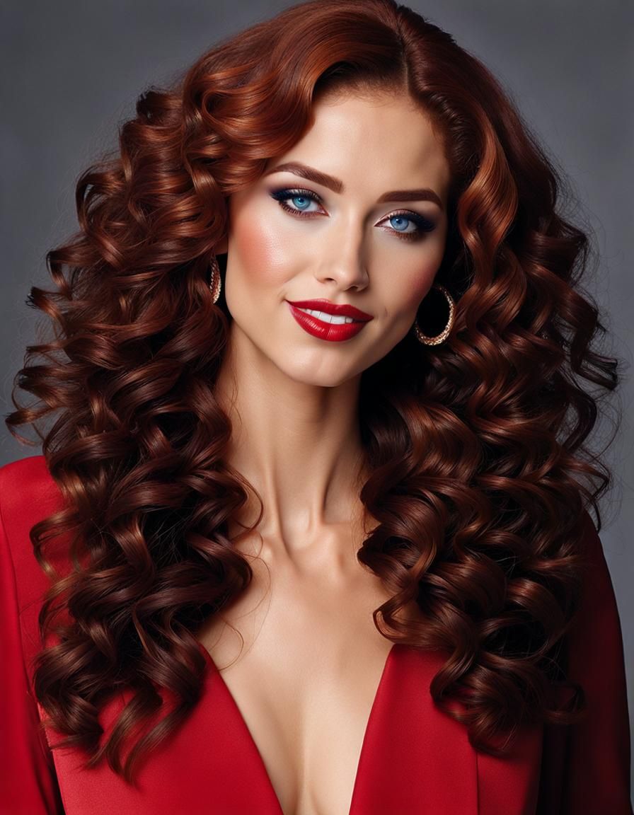 Beautiful Woman with Sapphire Eyes: A Digital Portrait