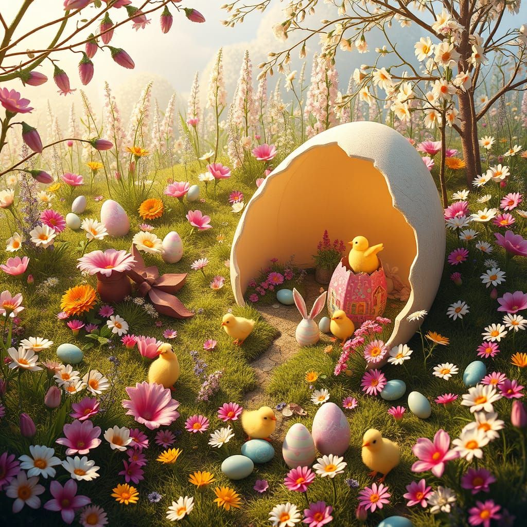 Example Prompt for AI-Generated Puzzle Image (Easter Theme):
A magical Easter garden in full bloom during spring, viewed...