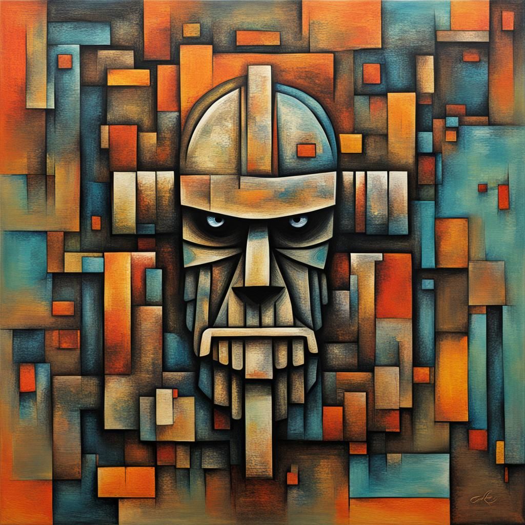 Abstract Golem Art with Complementary Colors