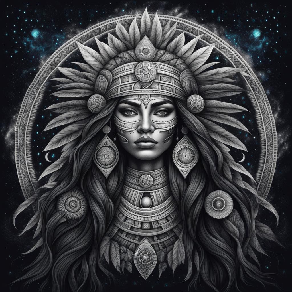 Gorgeous Aztec Woman in Jungle Galaxy