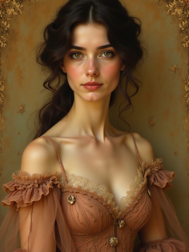 Elegant Victorian Lady in Luxurious Velvet Gown