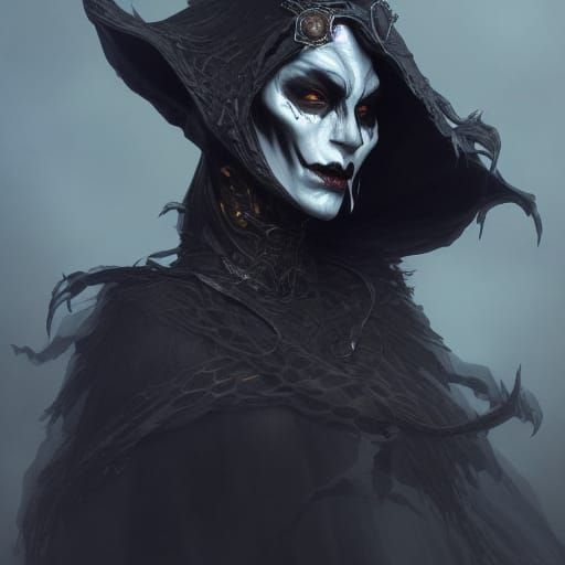 Dark Rogue with Skull Mask in Art Nouveau Style