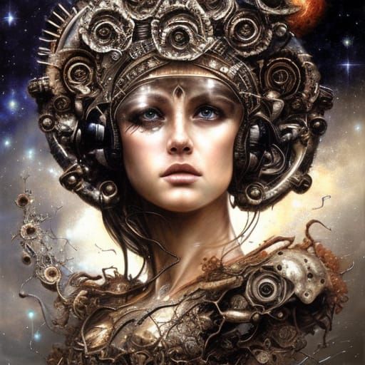 Cosmic Goddess in Post-Apocalyptic Galaxy: Digital Art