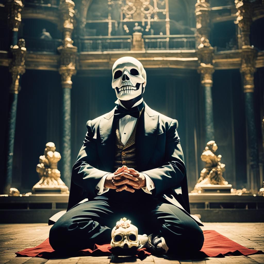 Phantom of the Opera Meditating: Cinematic Film Still