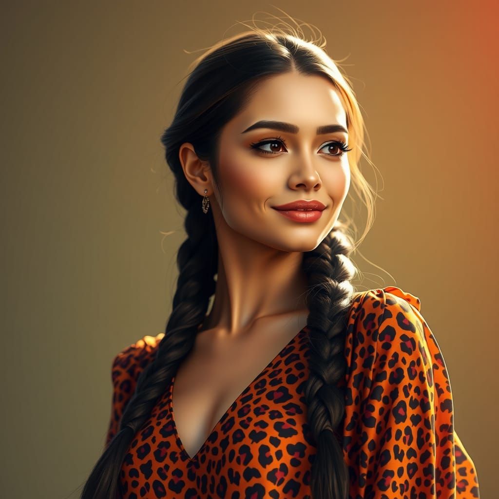 Woman in Leopard Dress, Concept Art Portrait