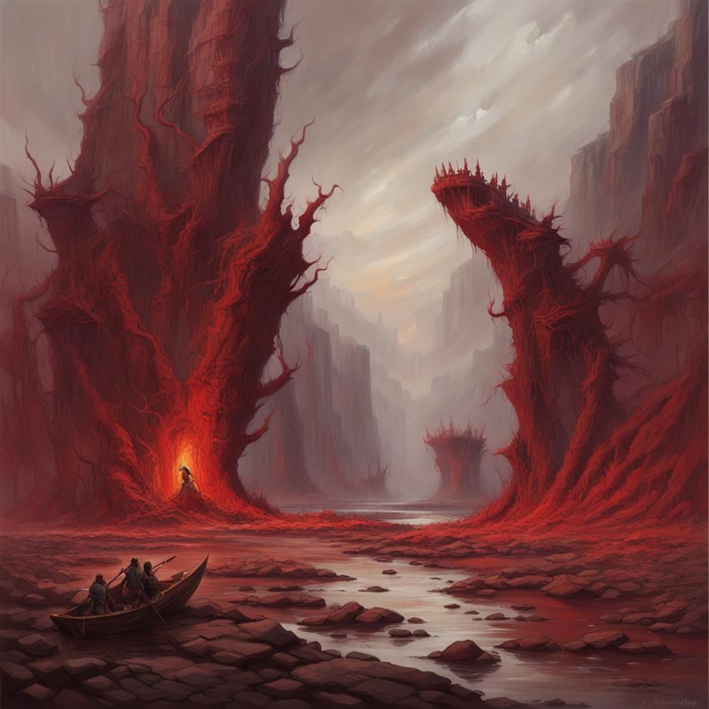 Sinister Desert Canyon Landscape in Fantasy Art Style