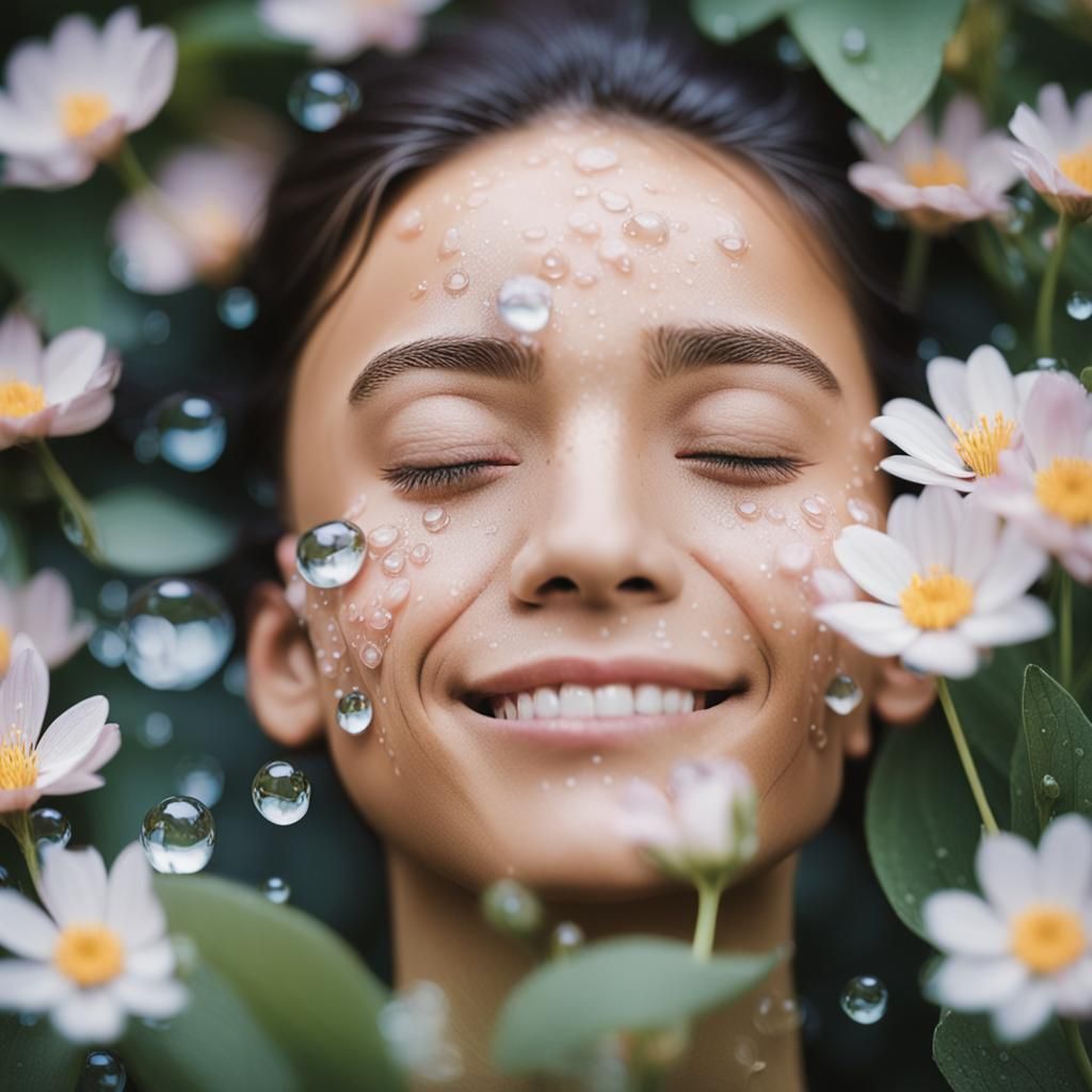 Dreamy Portrait with Flowers in Soft Natural Light