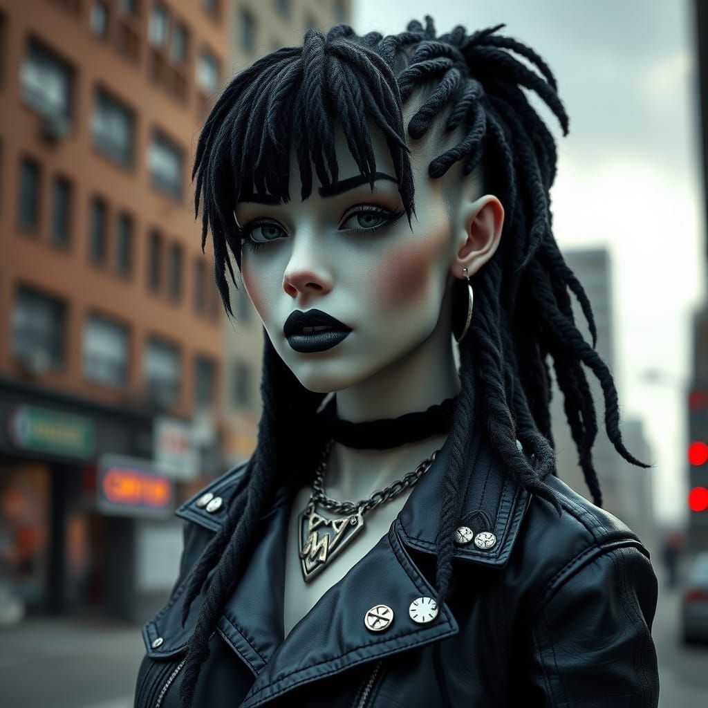 Urban Punk Woman with Dreadlocks in 3D Photorealism