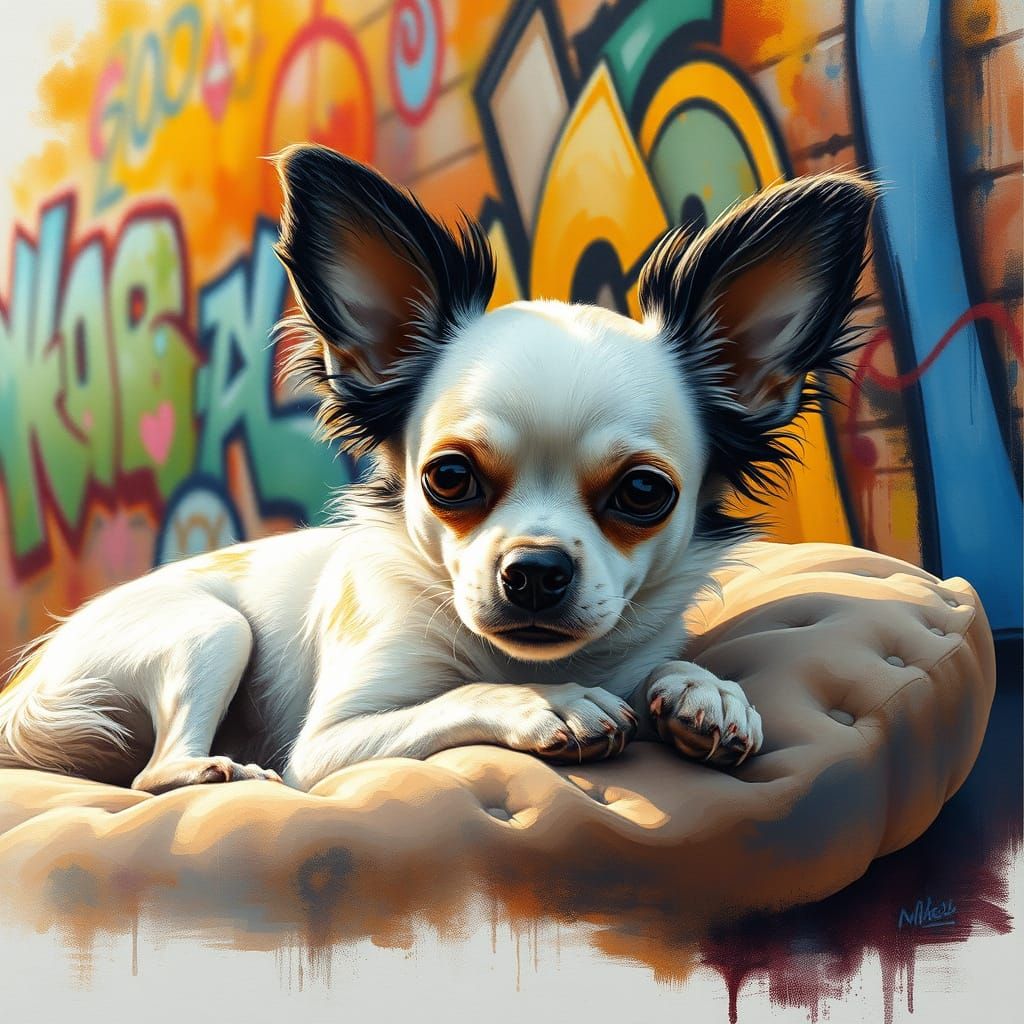 Hyperrealistic Chihuahua in Gouache Watercolor Style