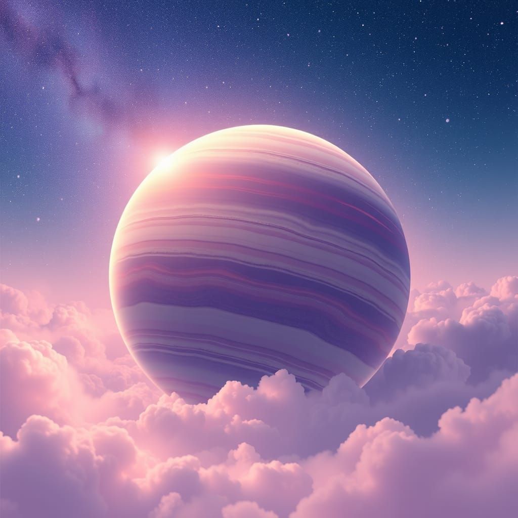 Dreamy Pastel Planet at Dusk: Matte Painting