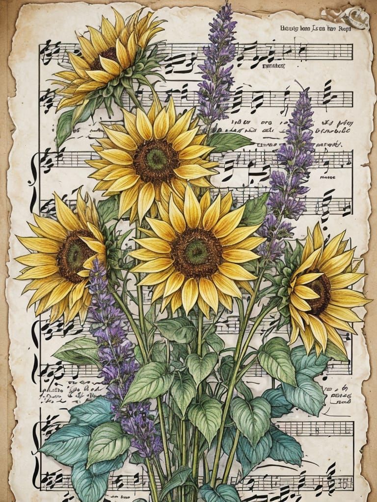 Ethereal Vintage Collage with Watercolor and Gold Leaf Detai...