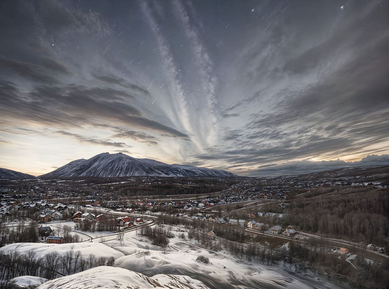 Nordic Night: Shooting Stars Over Frozen Lands