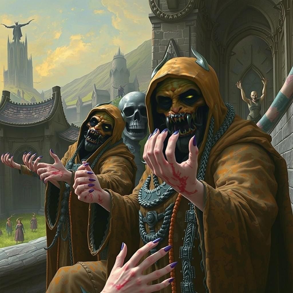 Hellish Demonic Entity in Gothic Landscape