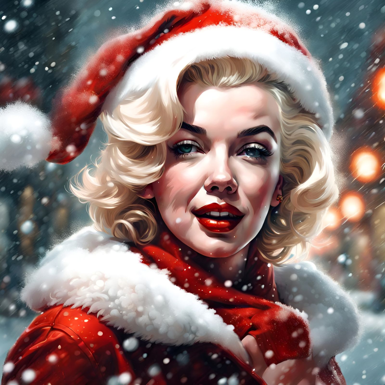 Marilyn Monroe as Santa Claus: Digital Illustration