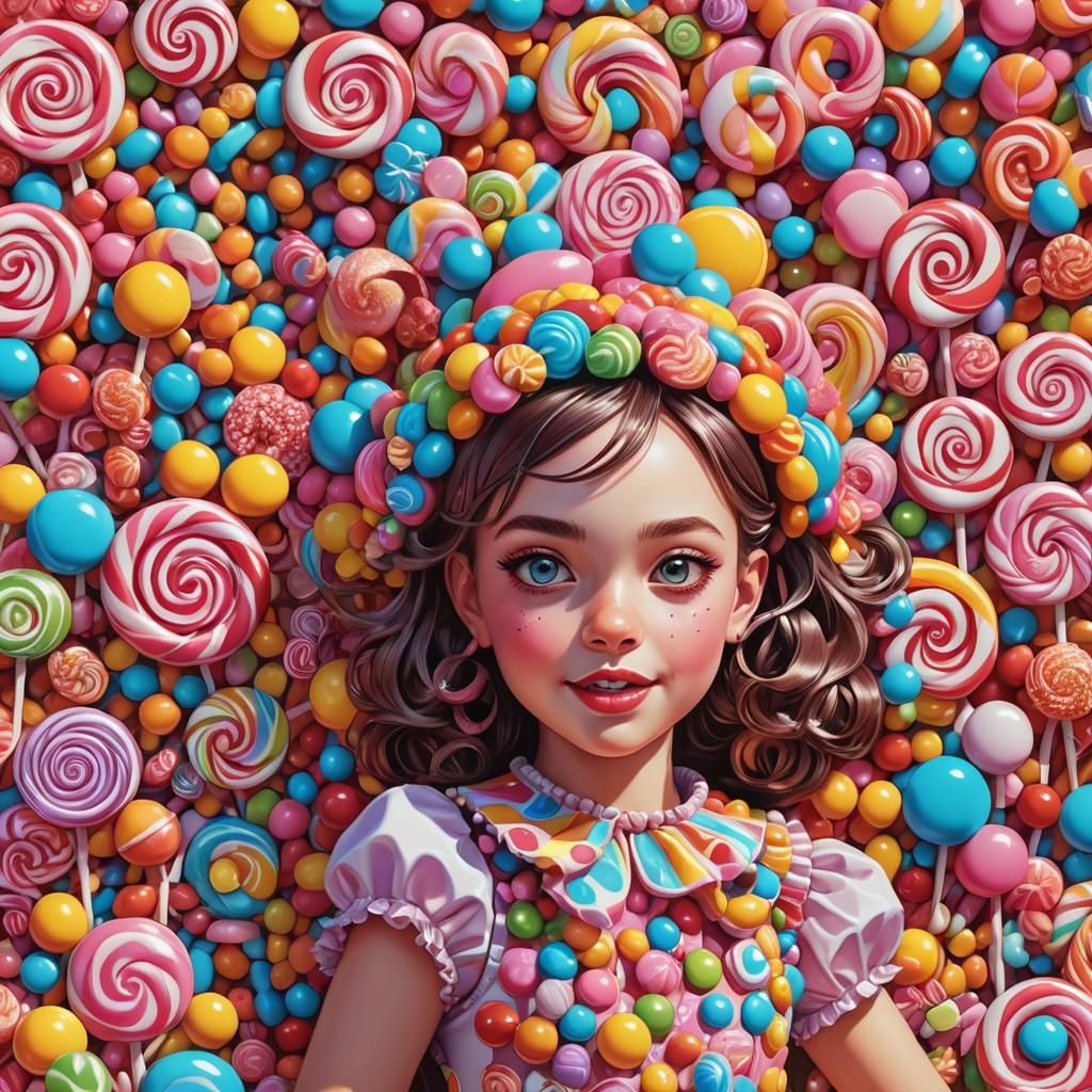 Candy Girl in Whimsical Candyland Art