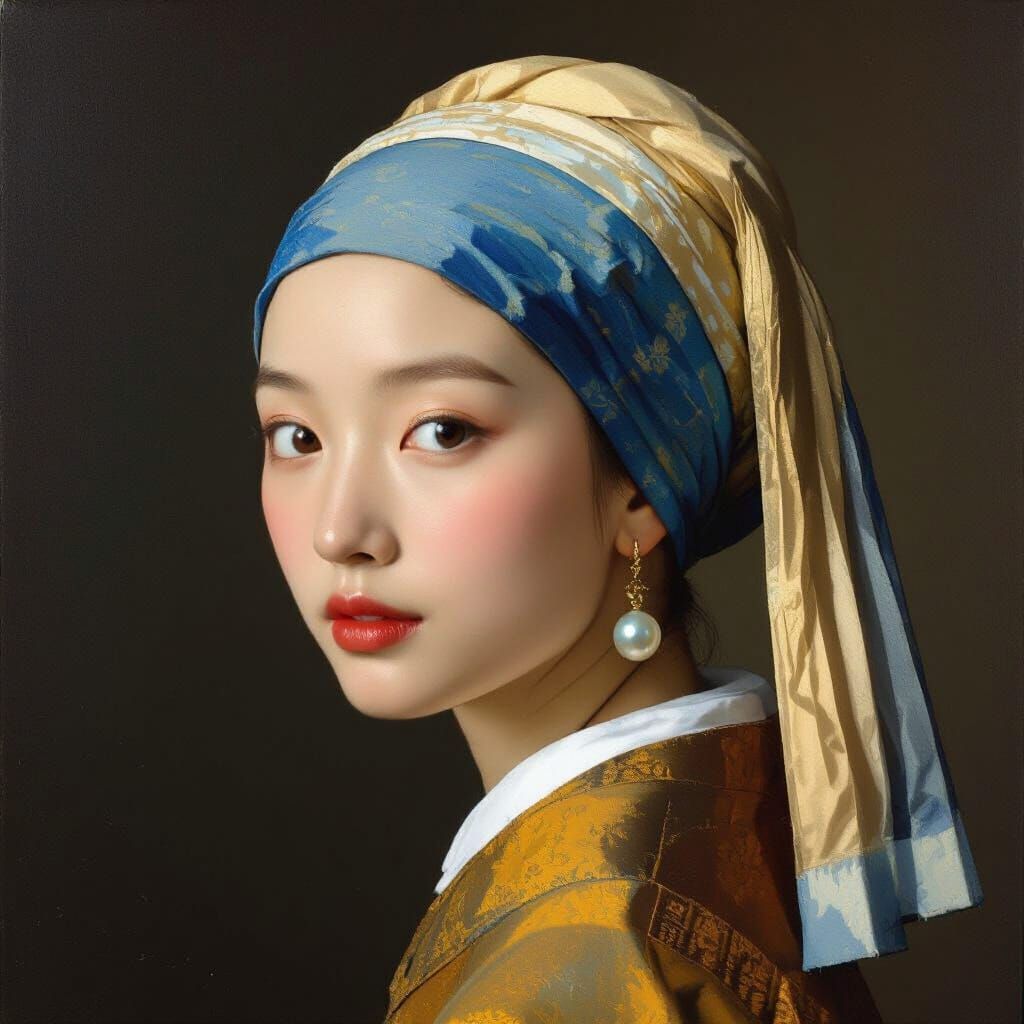 Girl with Pearl Earring featuring Rose, Vermeer Style