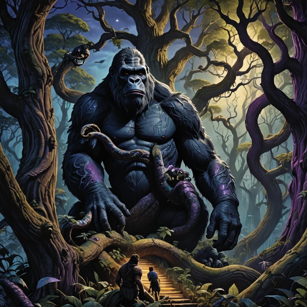 King Kong Crowned in Dark Fantasy Art