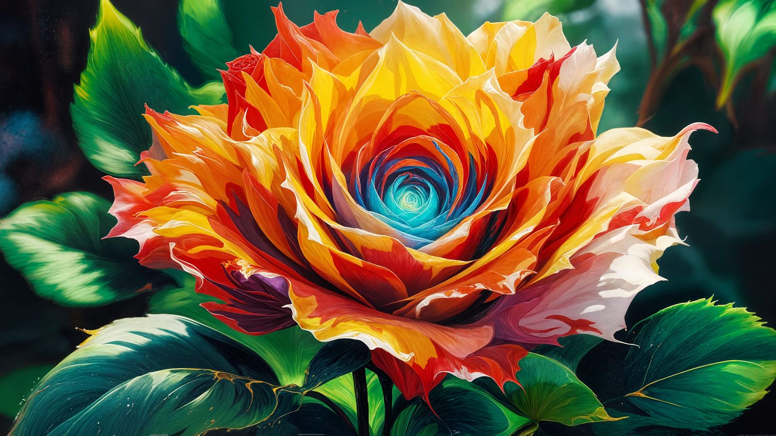 Fiery Rose Graffiti Art in a God's Garden