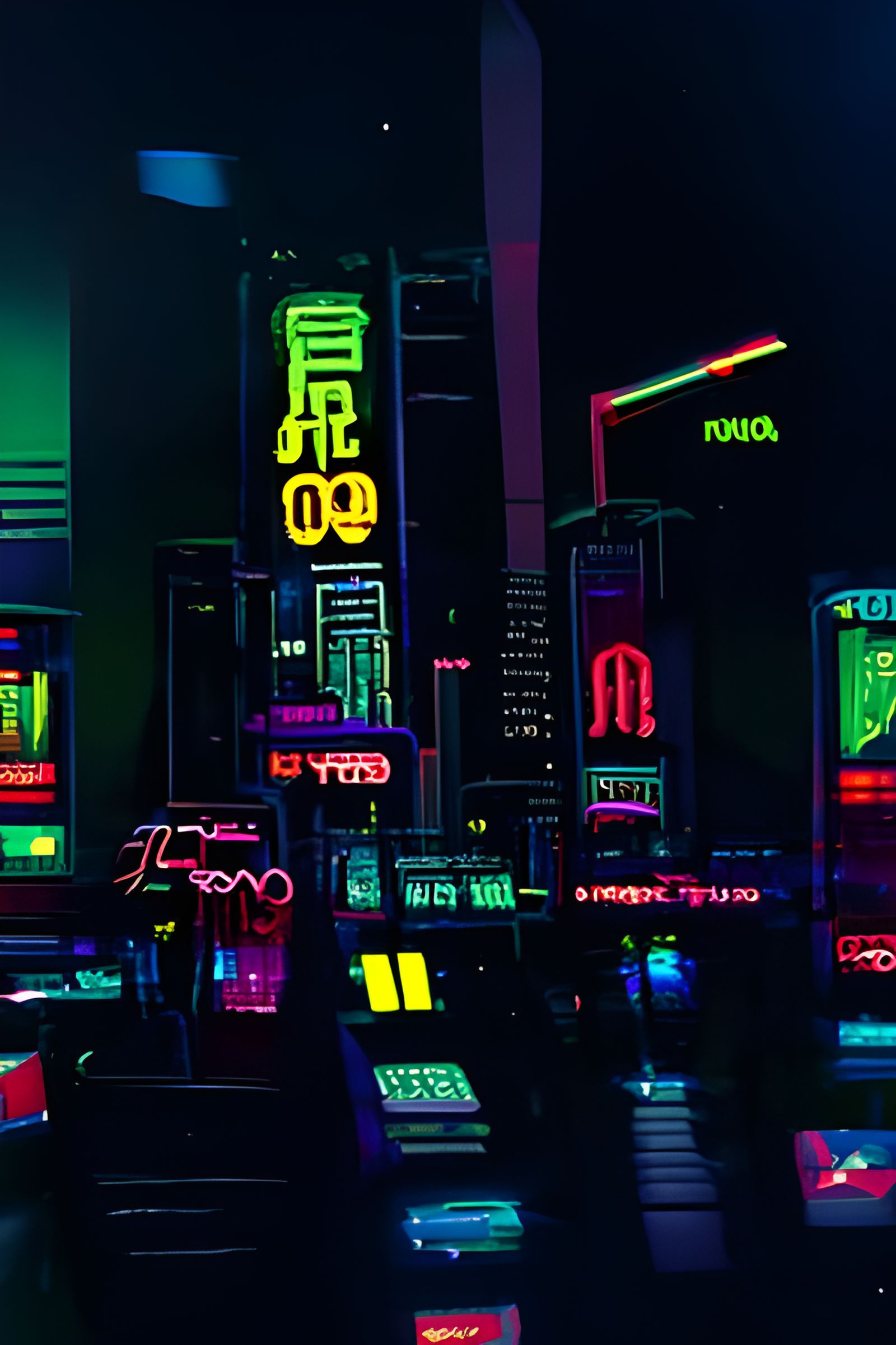 Neon Cityscape in 80s Style