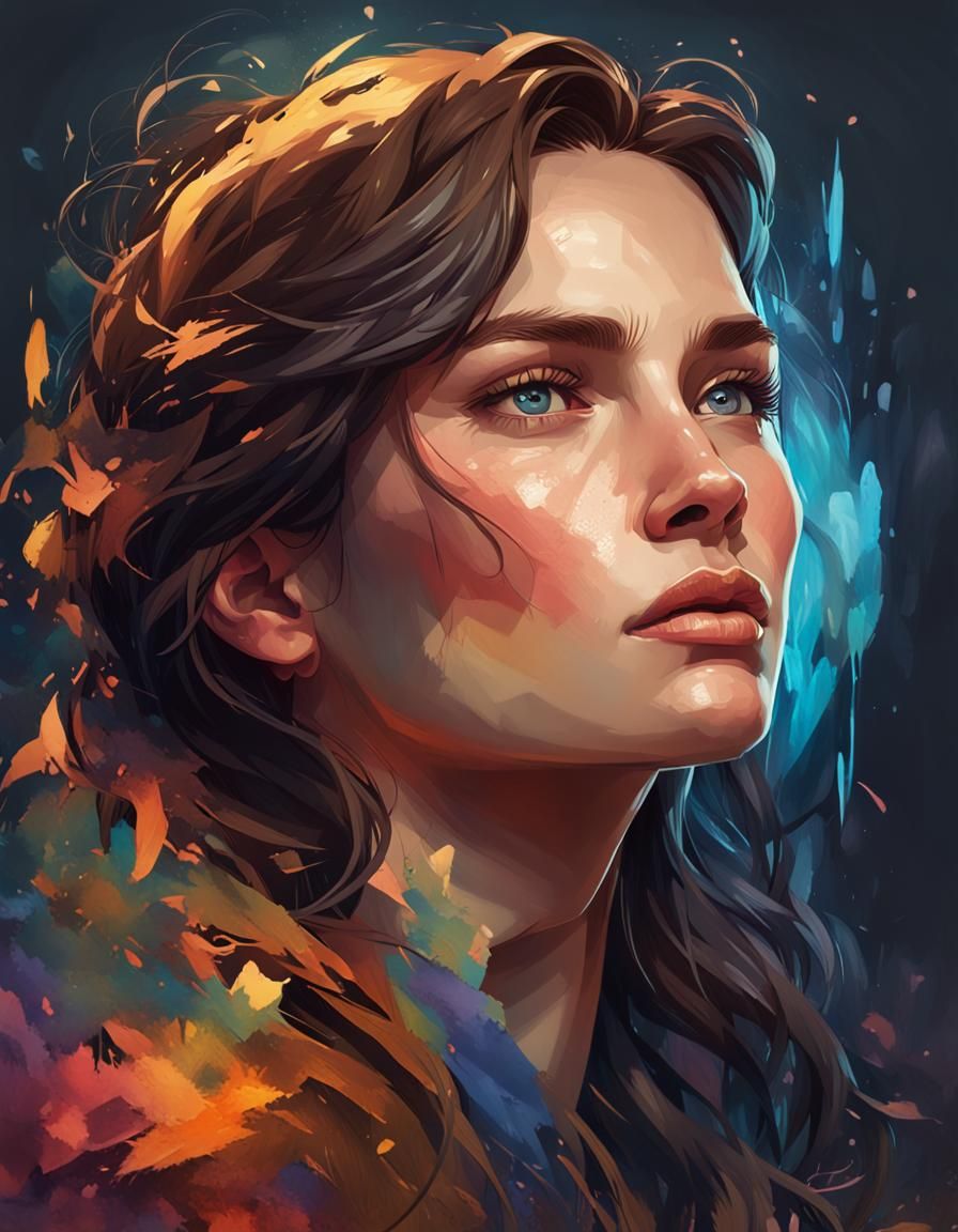 Mysterious Brunette Portrait in Hyperdetailed Style