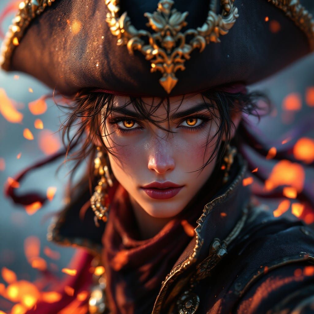Fantasy Pirate Witch in Vibrant Anime Battle Art