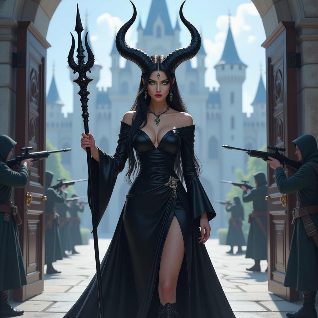 Powerful Sorceress Confronts Castle Guards in Epic Concept A...
