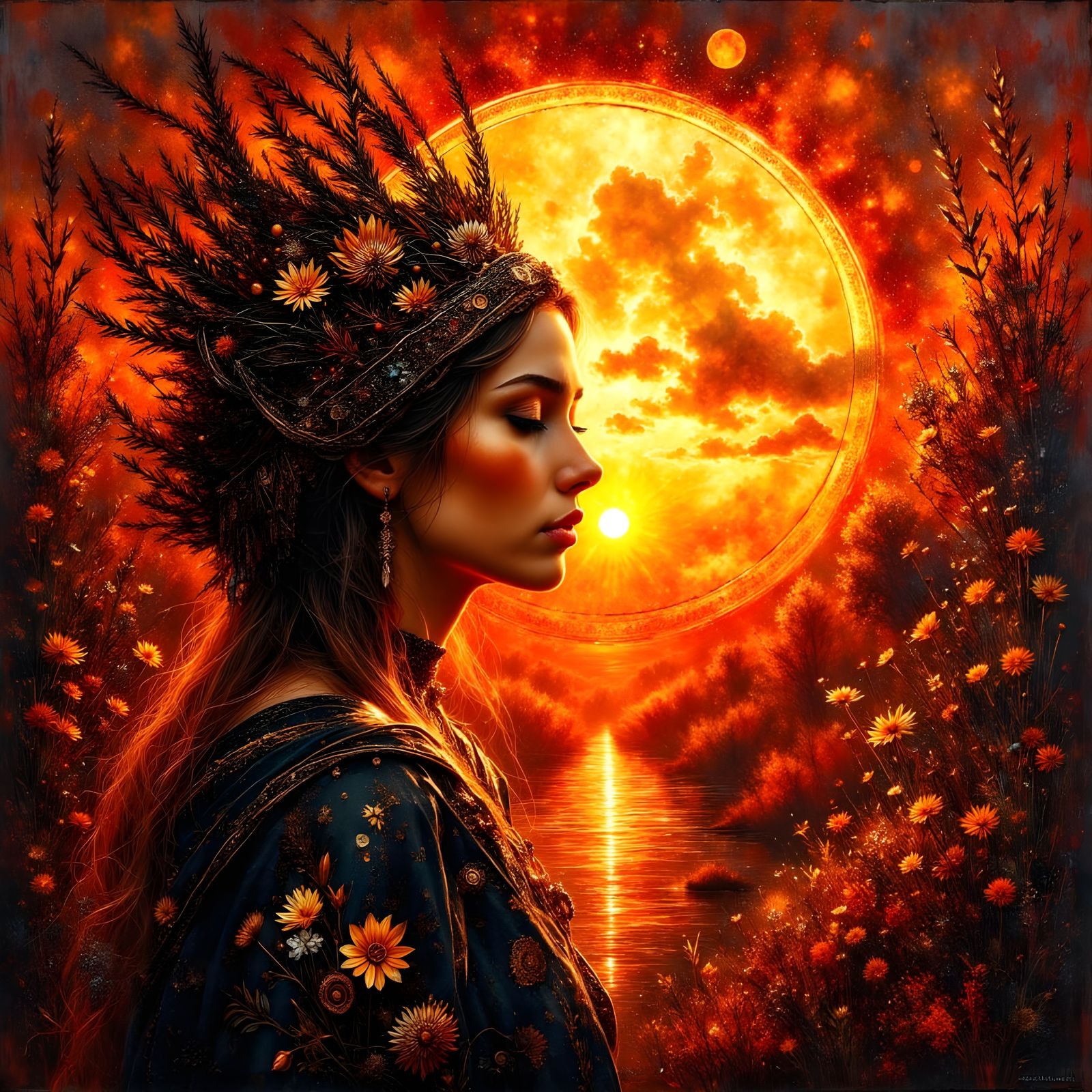 Norse Sun Goddess on Backlit Glass