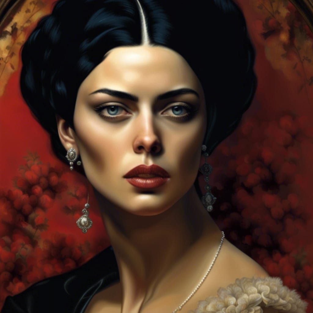 Woman Bargains with Satan: Classic Digital Portrait