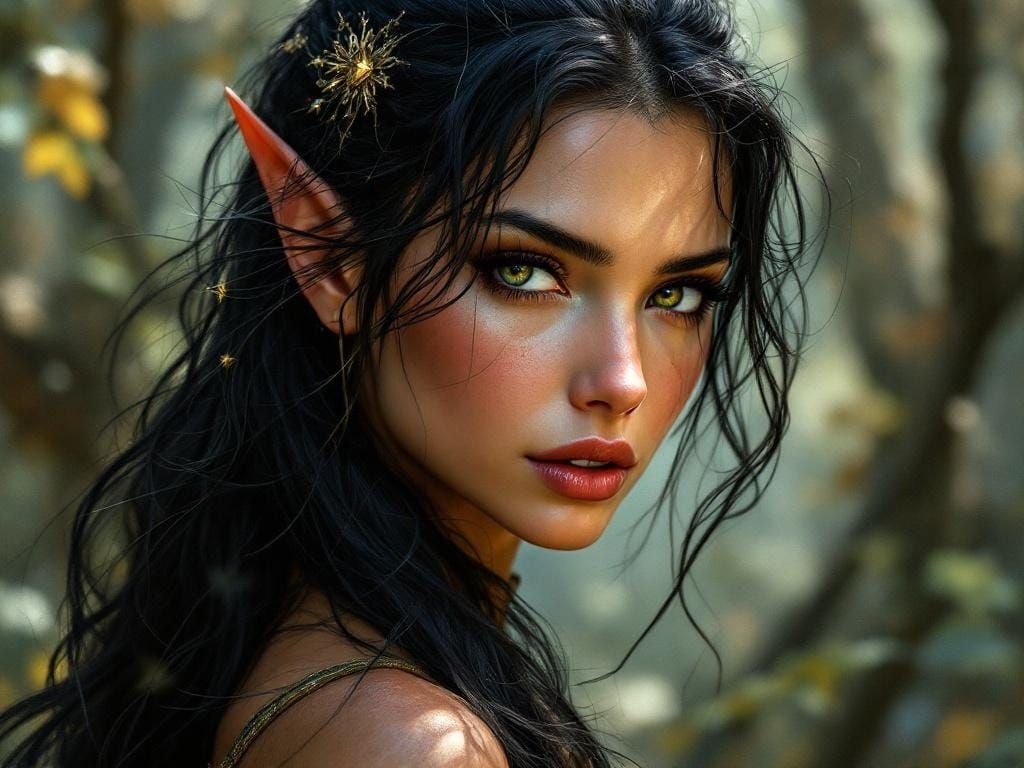 Elven Huntress in Impressionistic Style