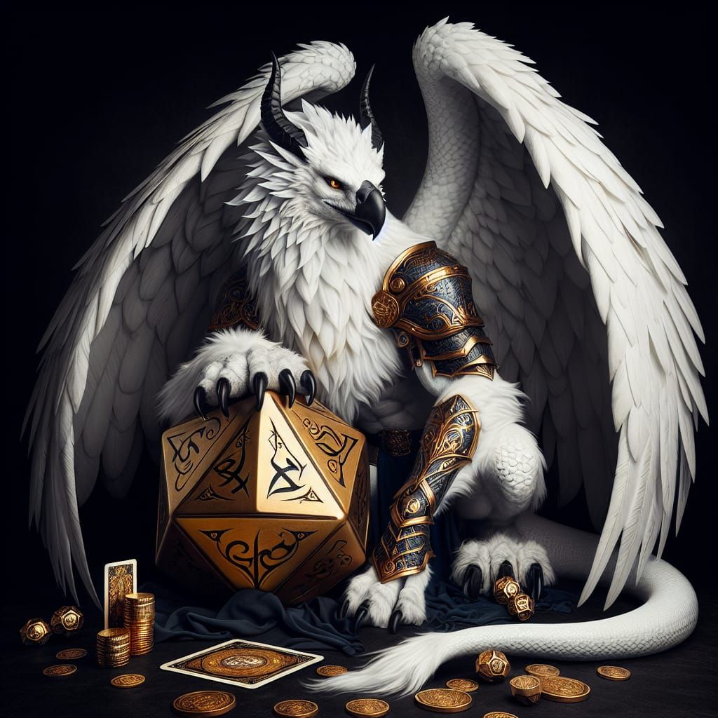 Majestic Griffin Dragon Adorns Golden Dodecahedron with Prid...