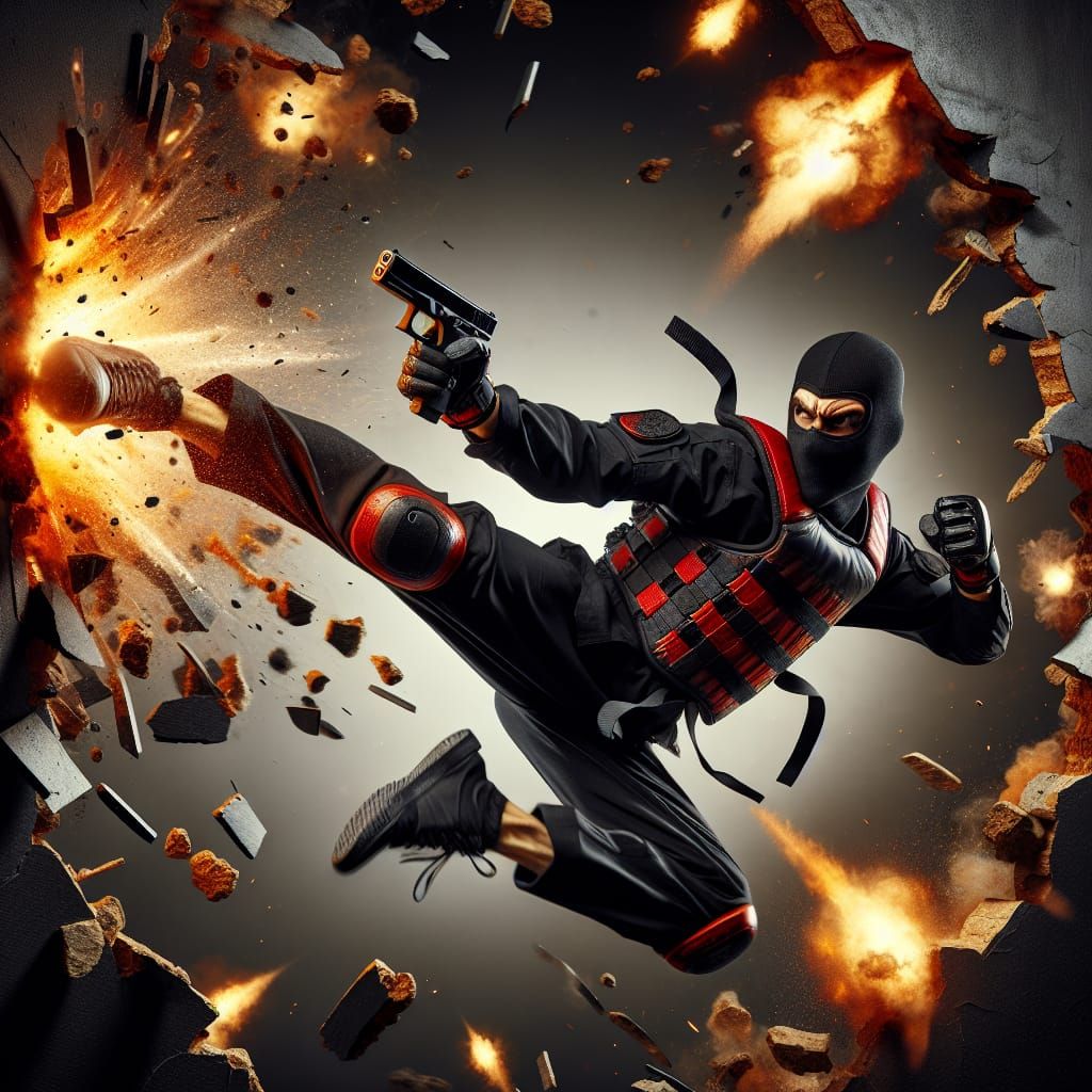 Dynamic Taekwondo Kick Through Explosion