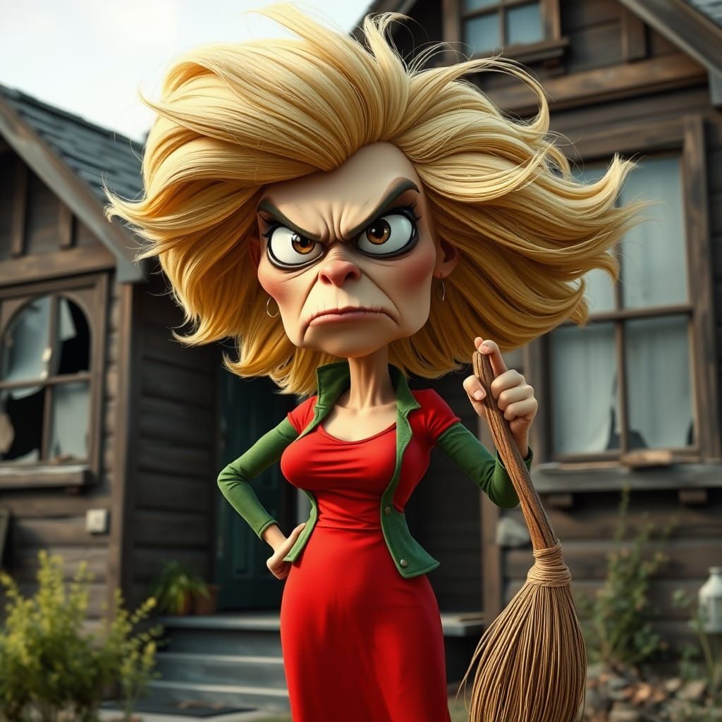 Surreal Cartoon Goddess Unleashes Fury