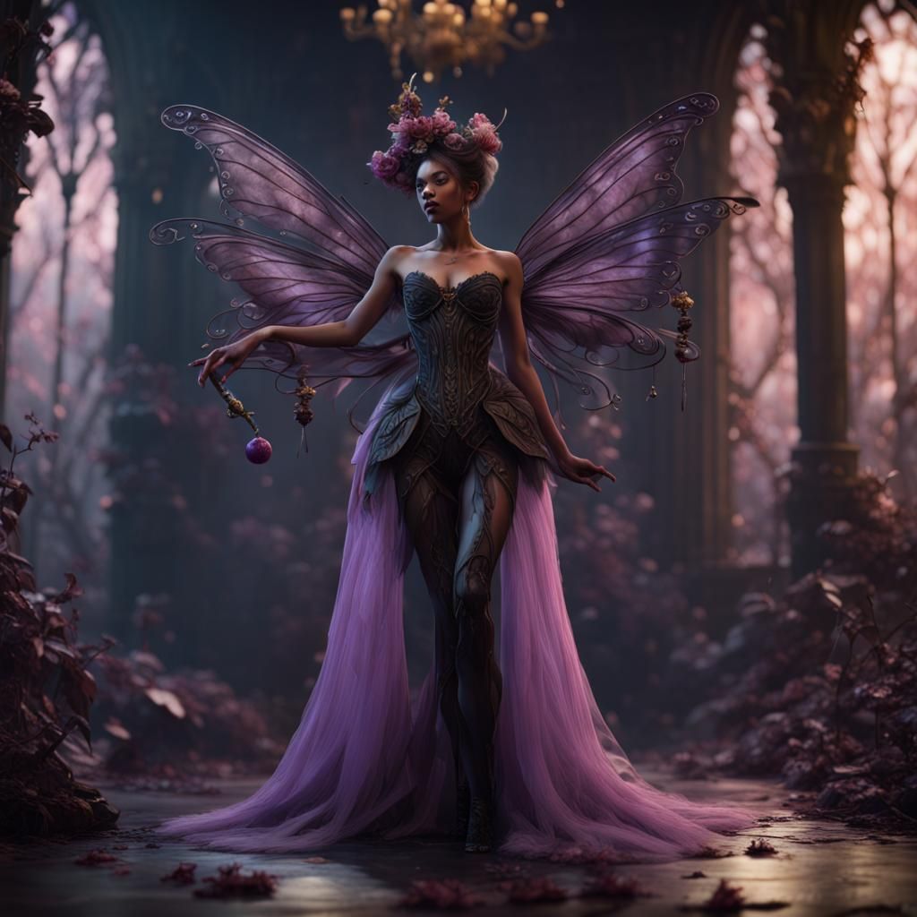 Fantastical Black Sugar Plum Fairy in Digital Art