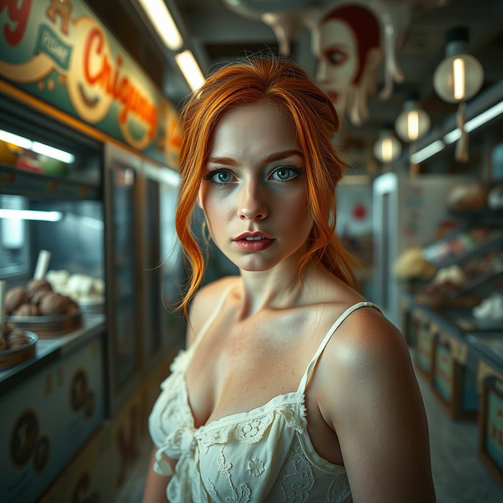 Redhead Pin-Up Causes Ice Cream Meltdown